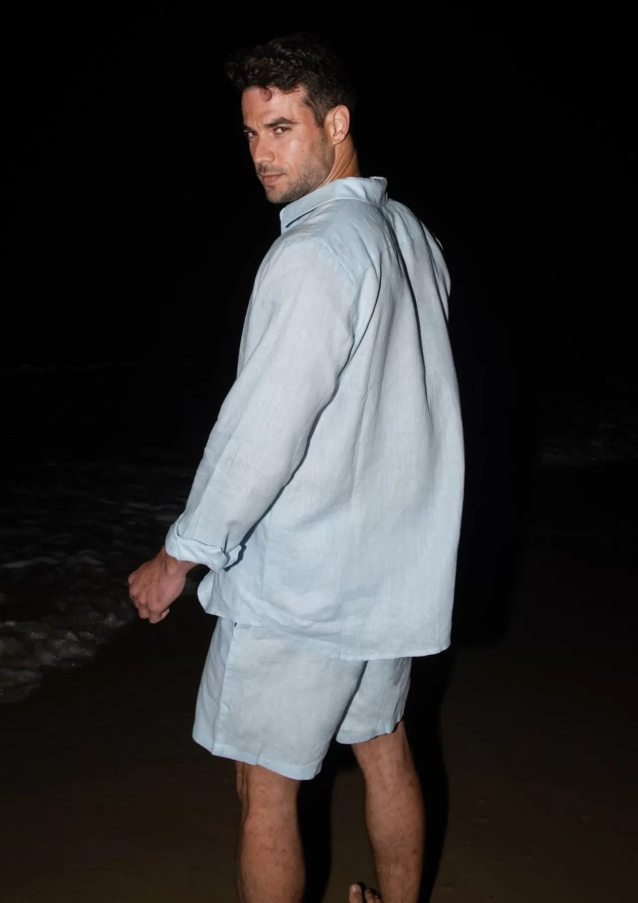 Fashion Danny Linen Light Blue - Shorts Men'S Beachwear