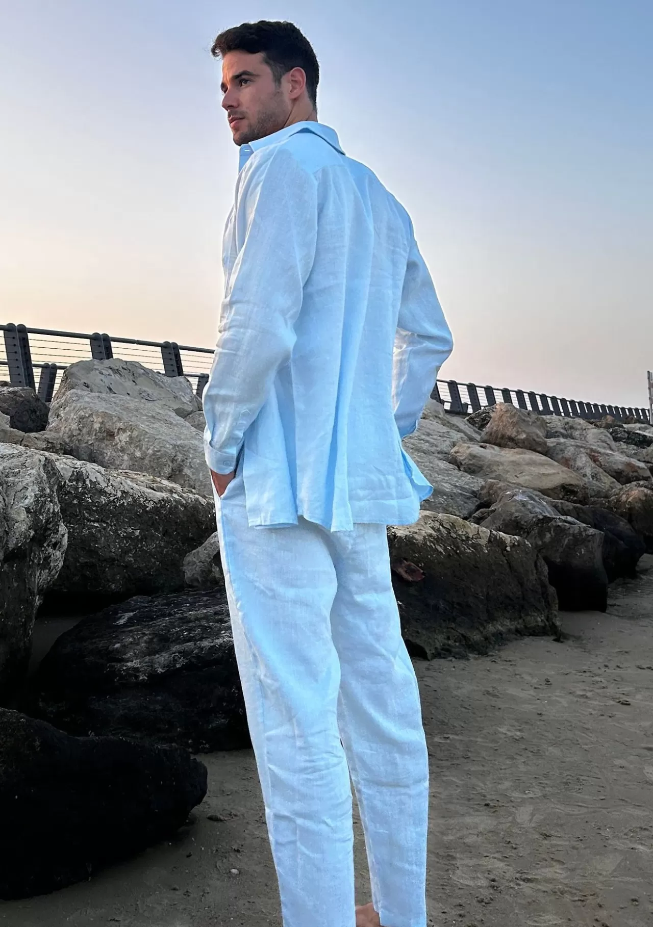 Store Danny Linen Light Blue - Trouseres Men'S Beachwear