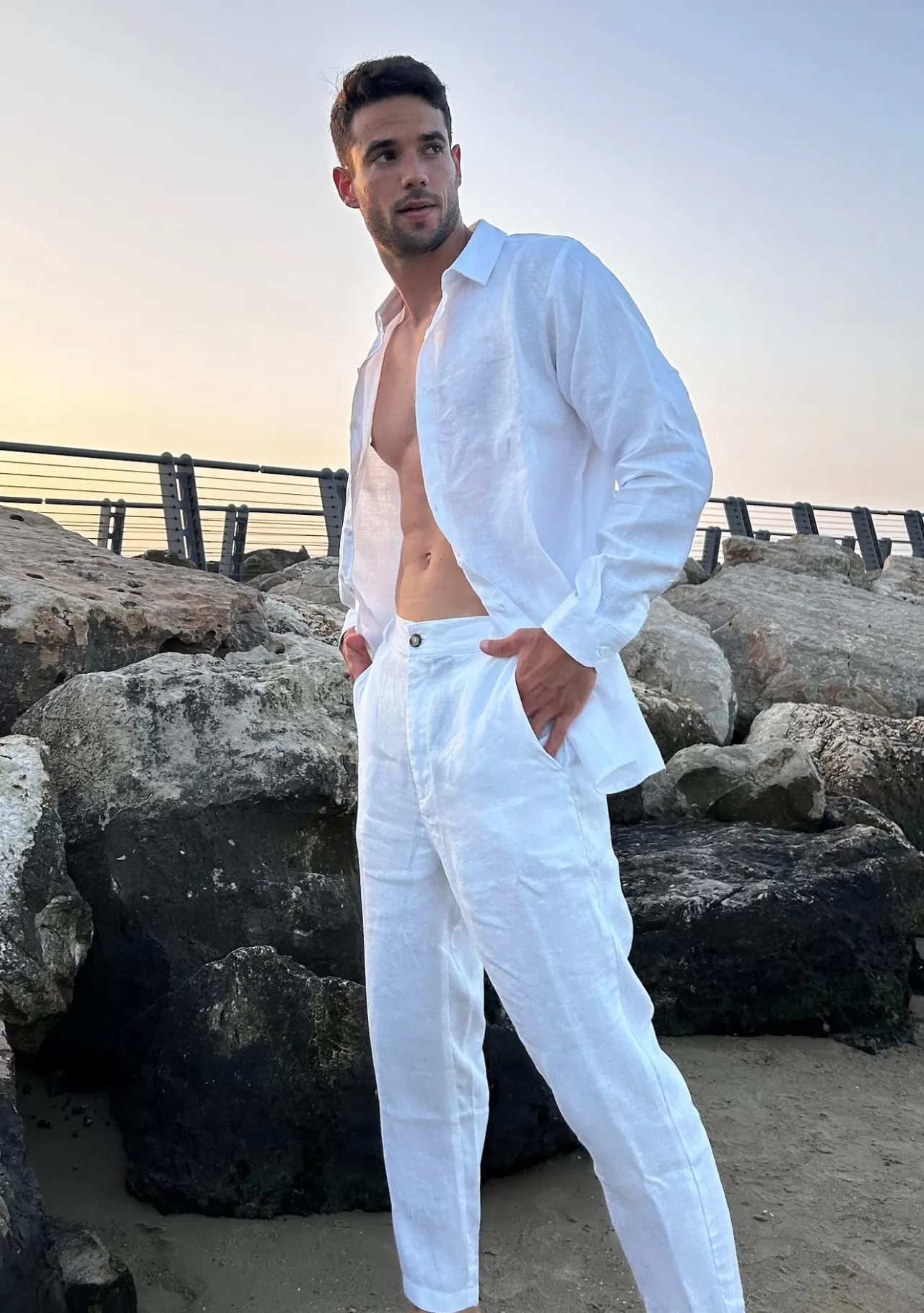 Online Danny Linen White - Trouseres Men'S Beachwear