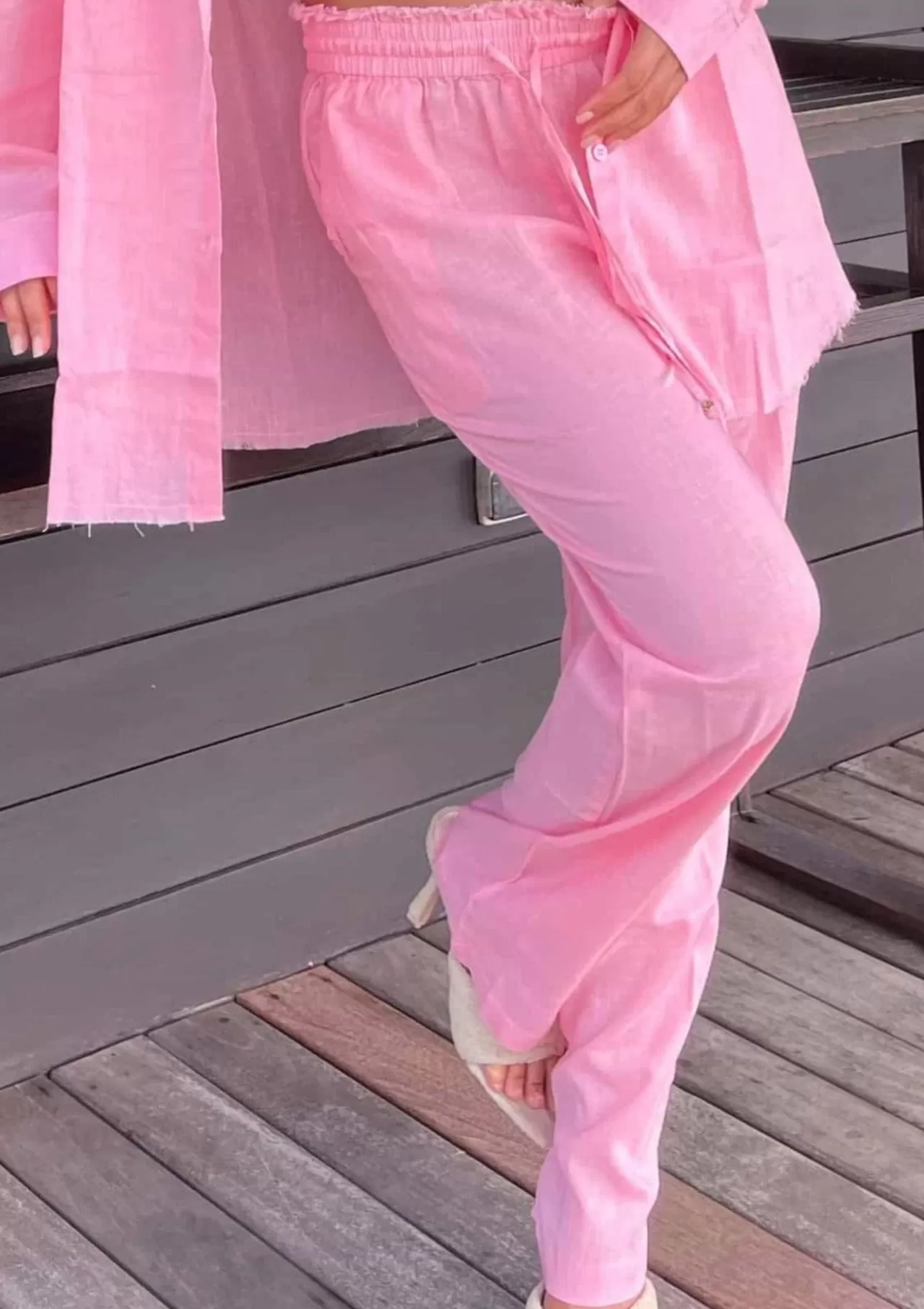 Flash Sale Sandy Linen Baby Pink - Pants Cover&Ups