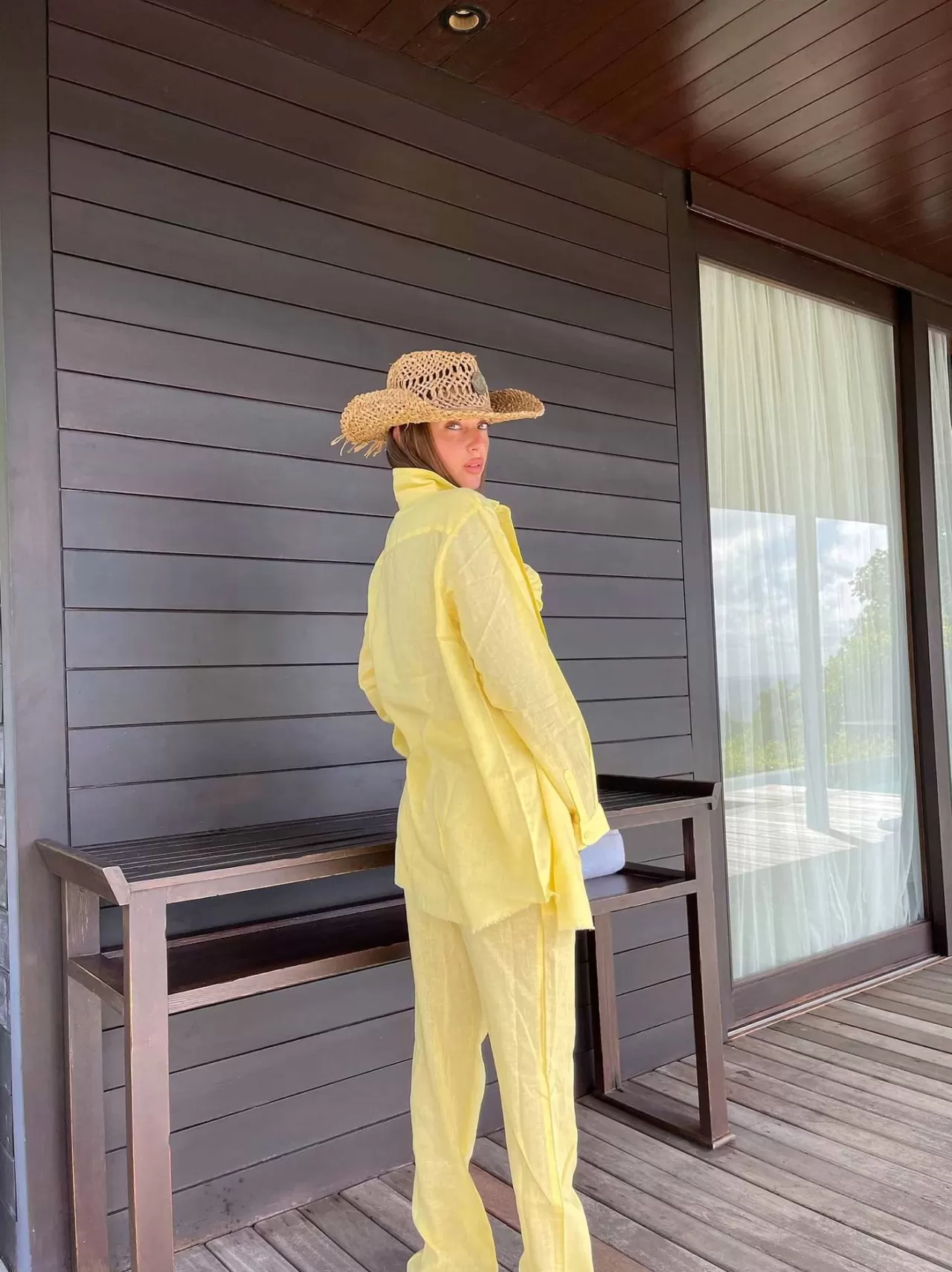 Sale Sandy Linen Baby Yellow - Shirt Cover&Ups