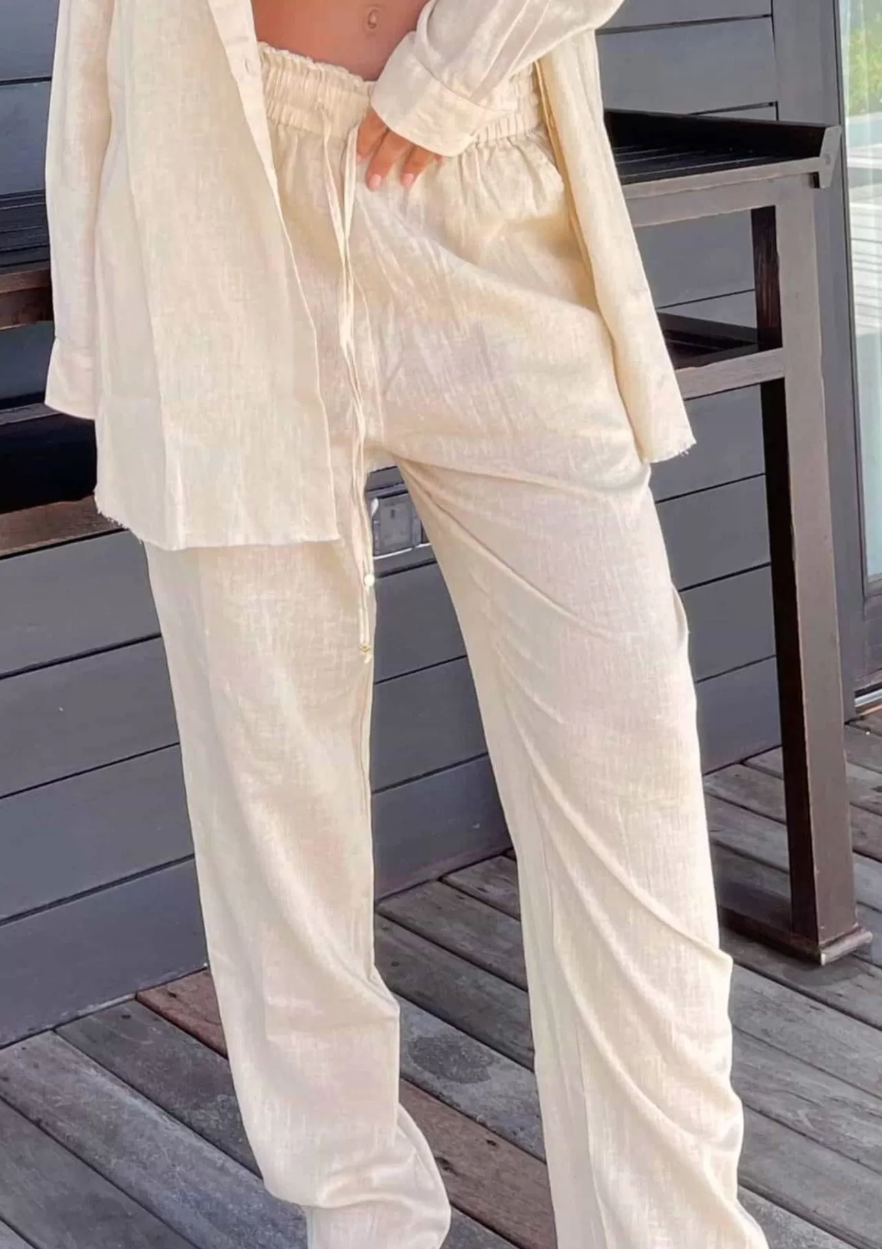 New Sandy Linen Beige - Pants Cover&Ups